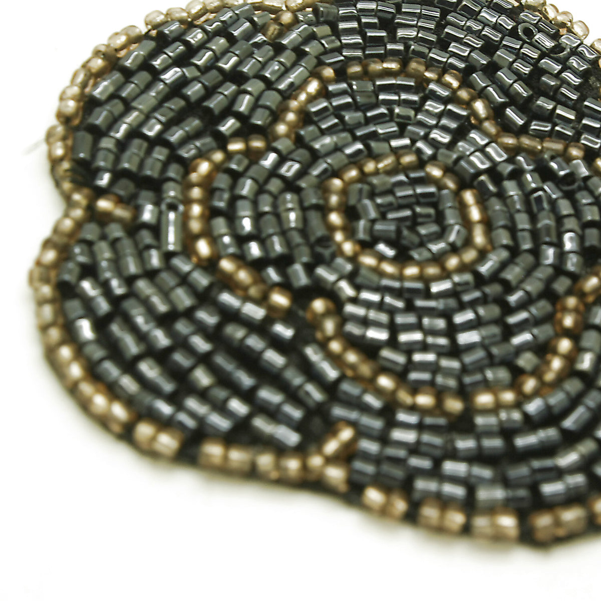 BLACK BEADED FLOWER MOTIF - sarahi.NYC