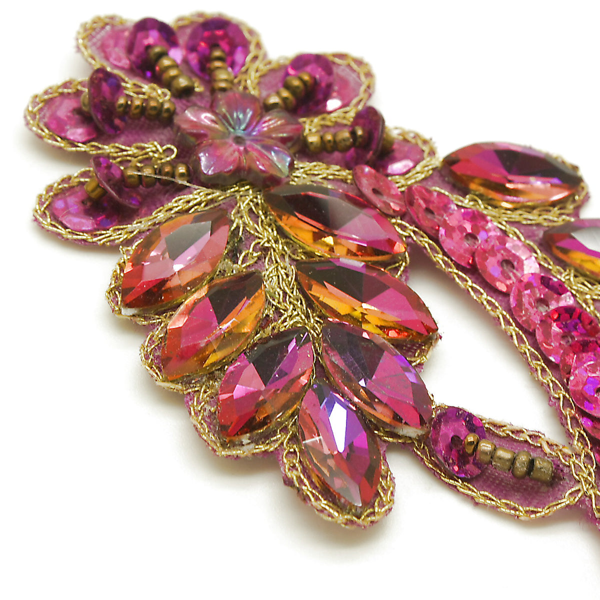 PINK CERISE RHINESTONE FLORAL MOTIF - sarahi.NYC
