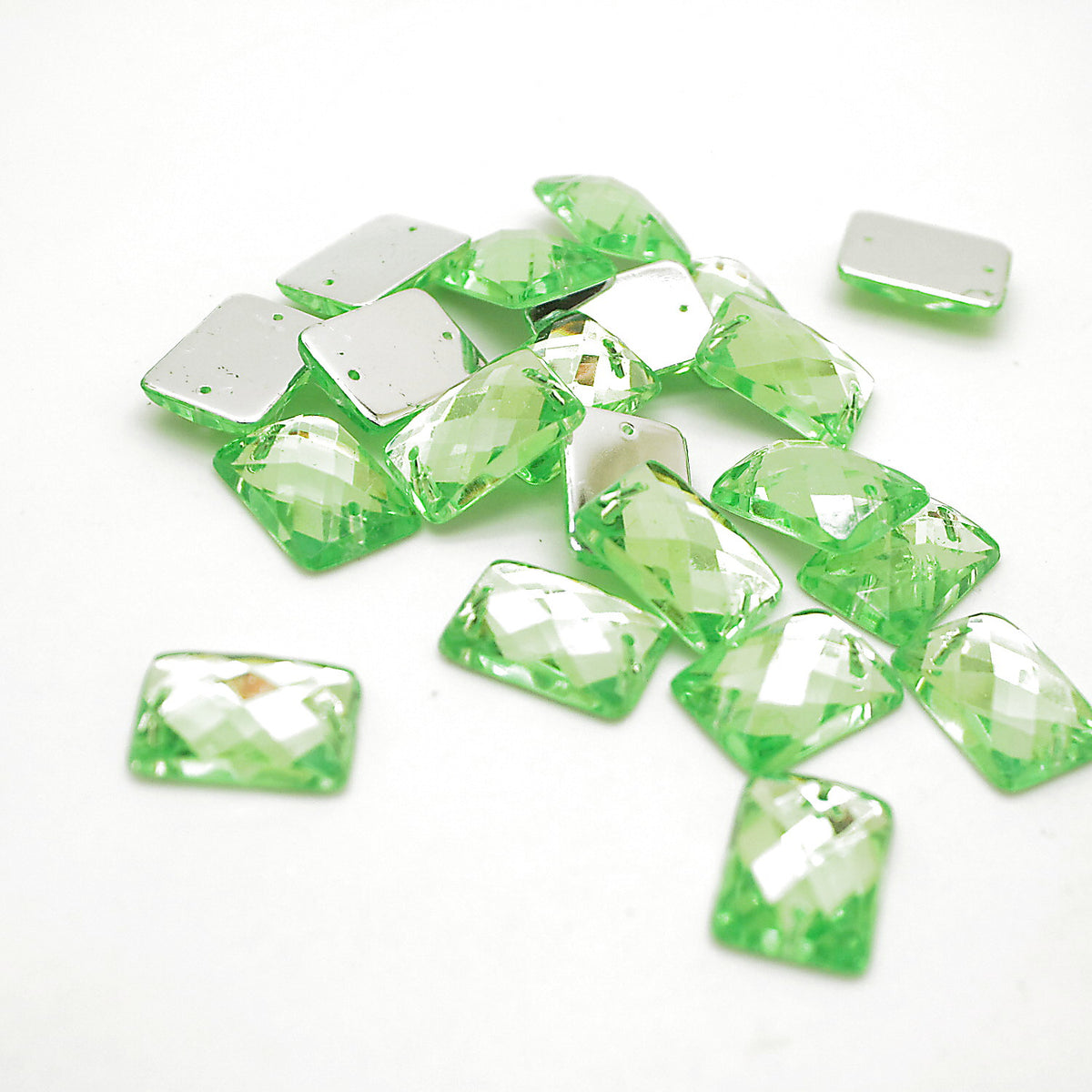 PACK OF 10 - 18mm RECTANGLE BLUE FLAT RHINESTONES - sarahi.NYC