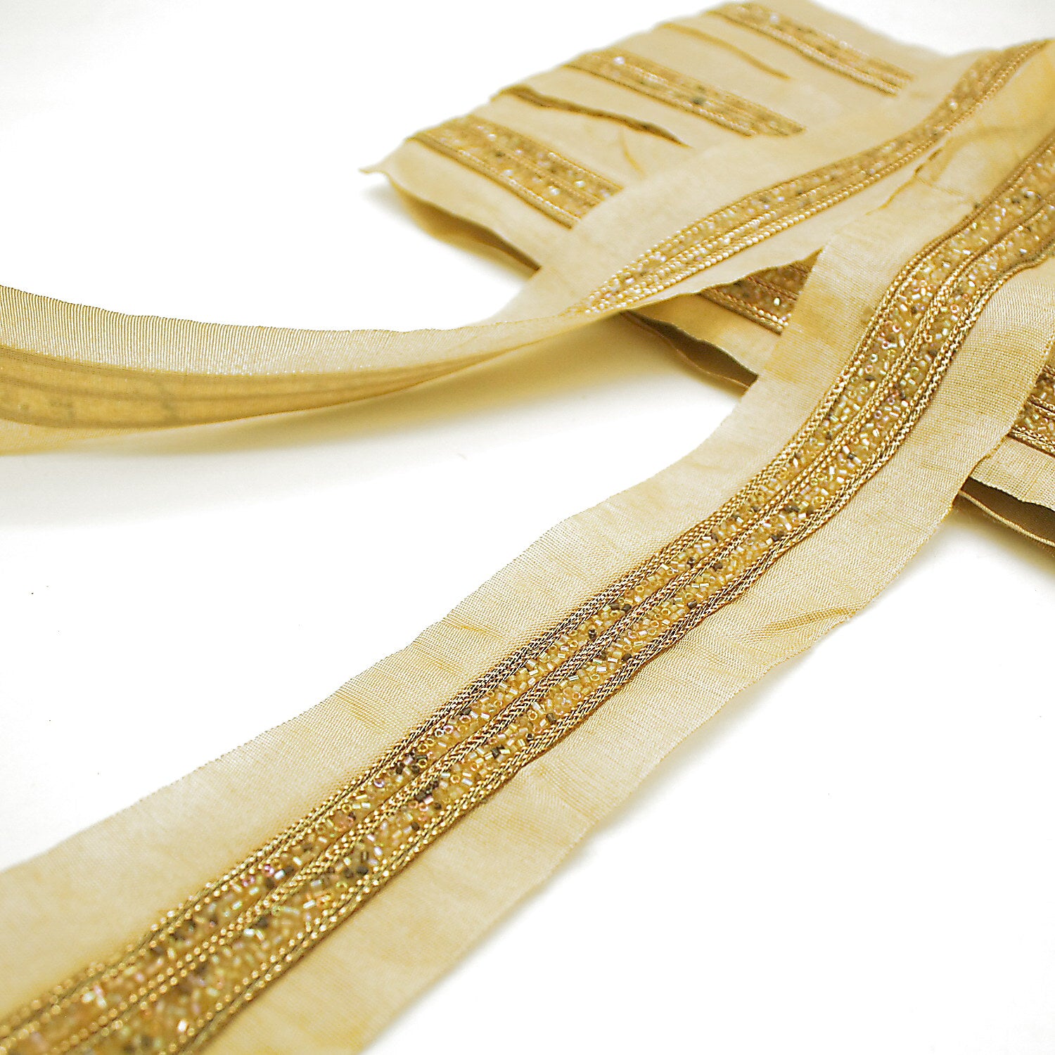 GOLD CREAM BEADED TRIM - sarahi.NYC