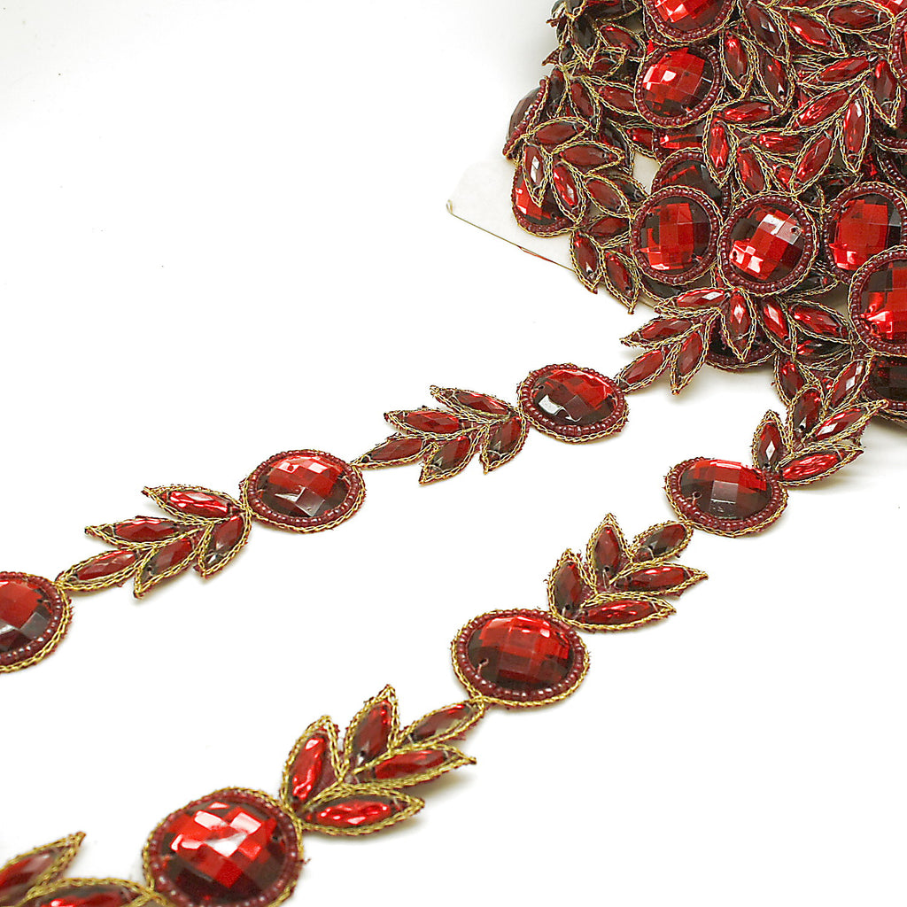 MAROON RHINESTONE ROSE TRIM - sarahi.NYC