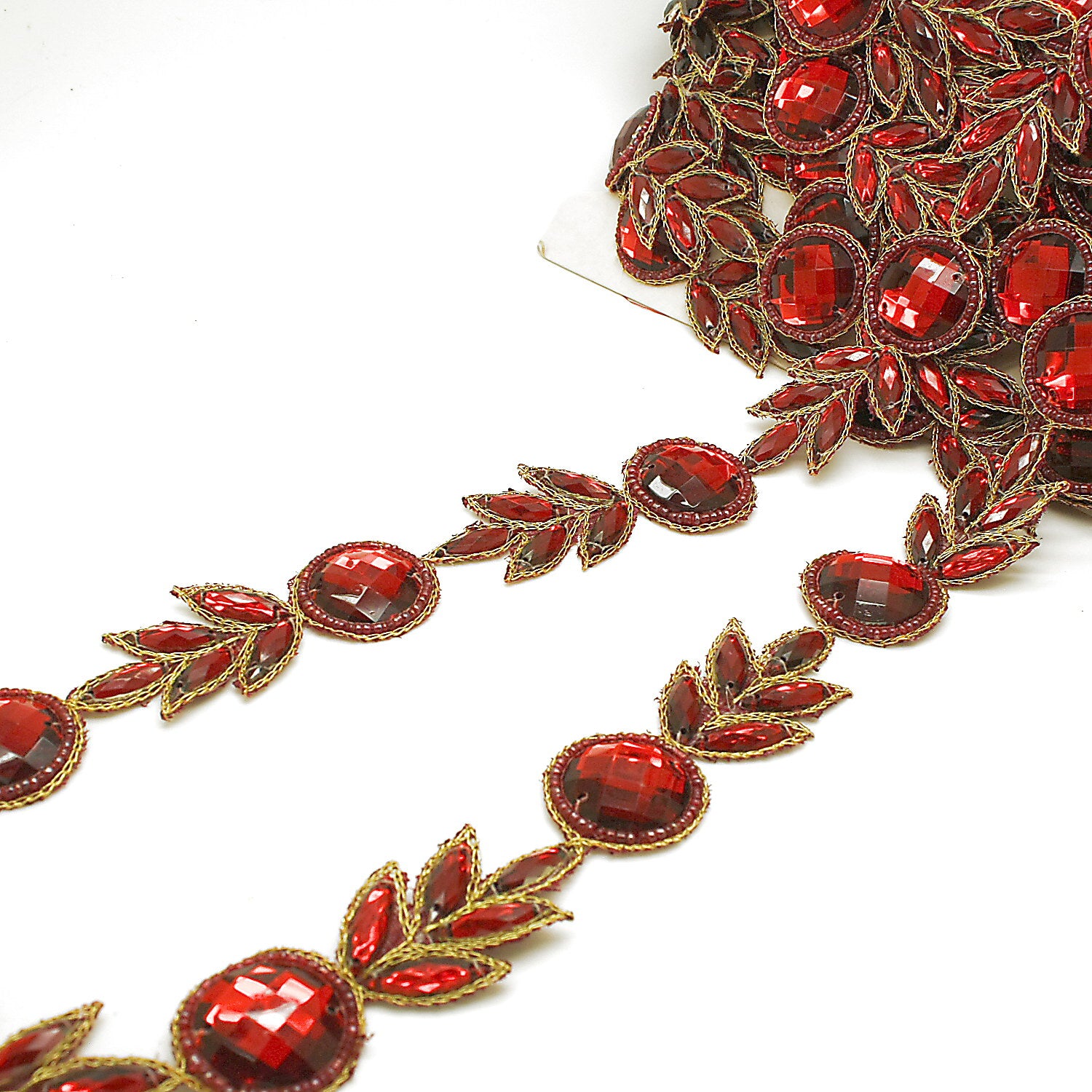 MAROON RHINESTONE ROSE TRIM - sarahi.NYC