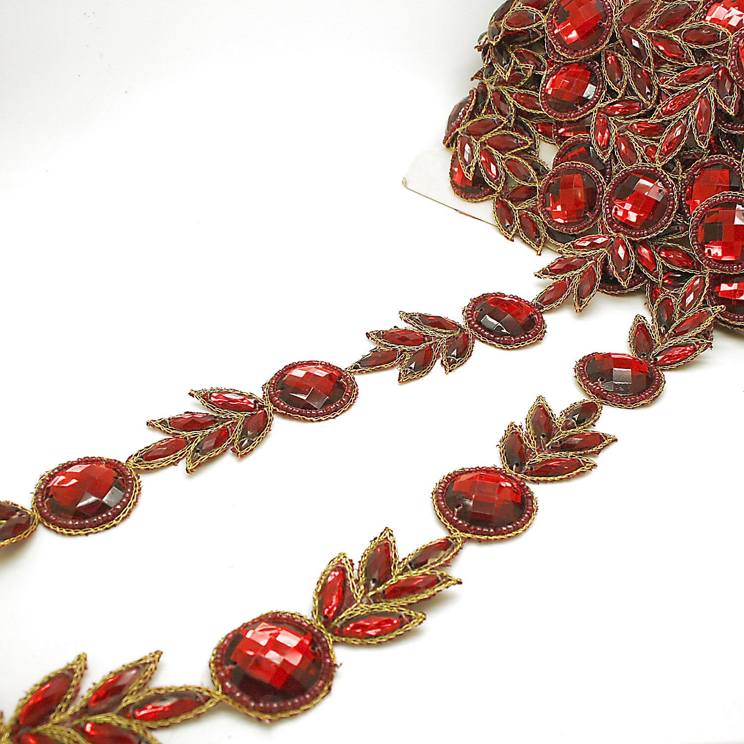 MAROON RHINESTONE ROSE TRIM - sarahi.NYC