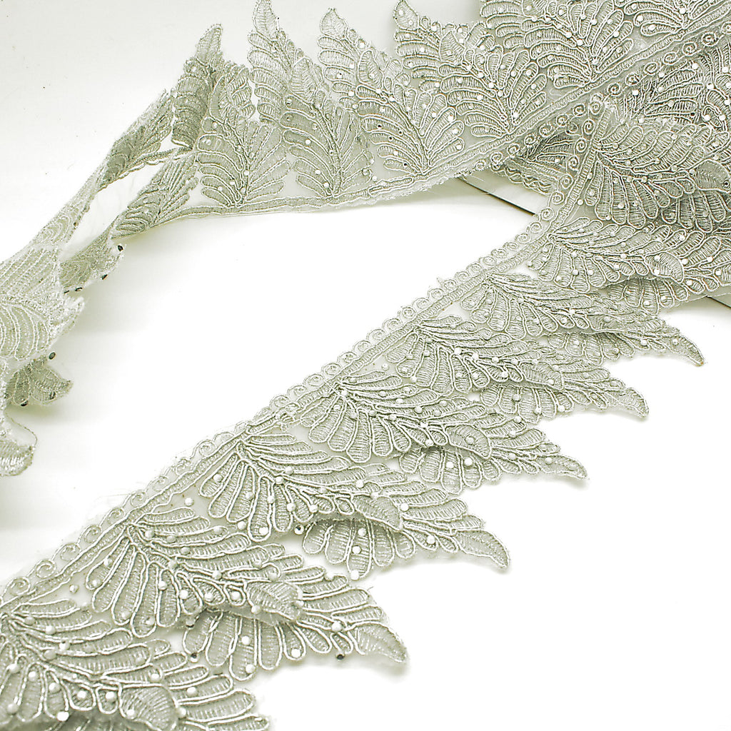 SILVER FEATHER STYLE FABRIC TRIM - sarahi.NYC