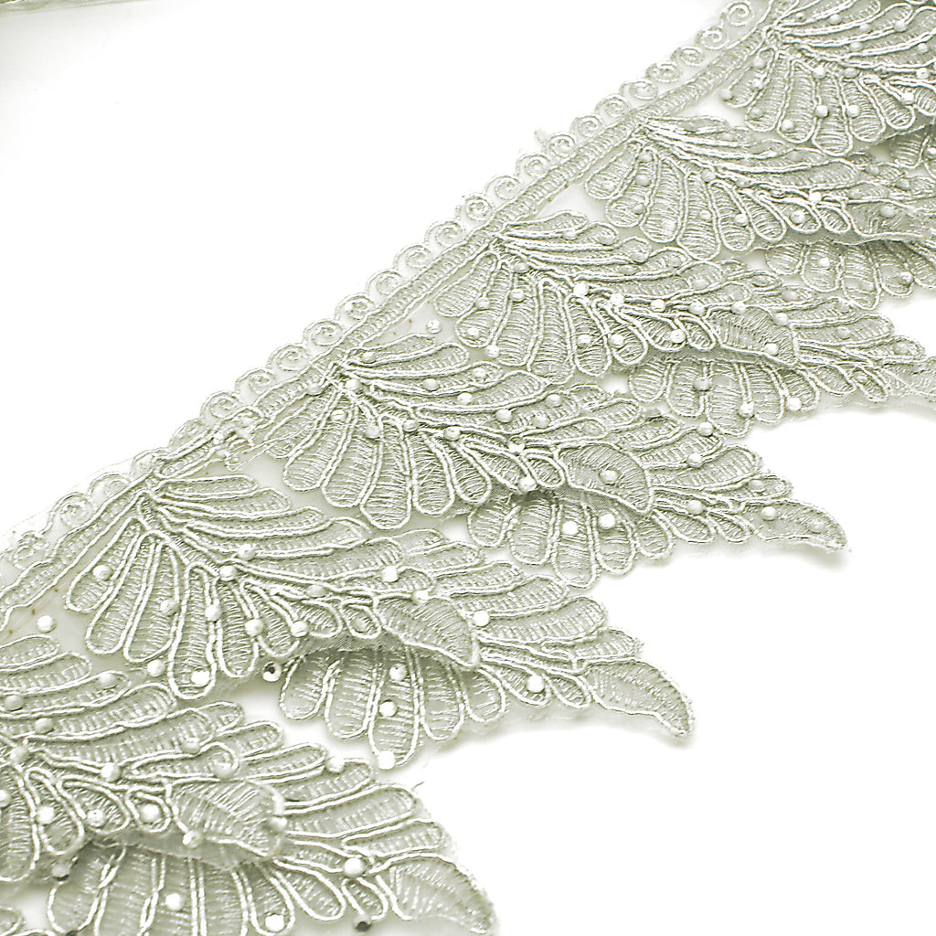 SILVER FEATHER STYLE FABRIC TRIM - sarahi.NYC