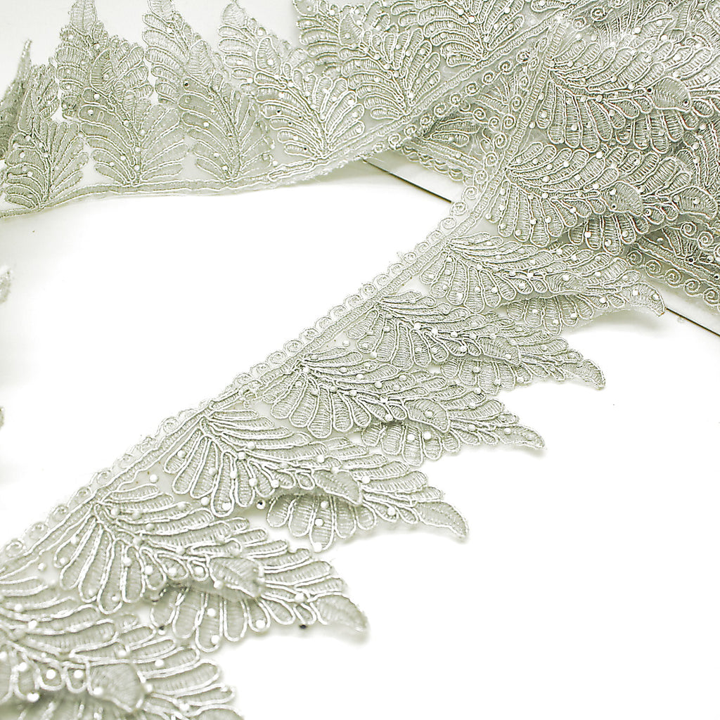 SILVER FEATHER STYLE FABRIC TRIM - sarahi.NYC