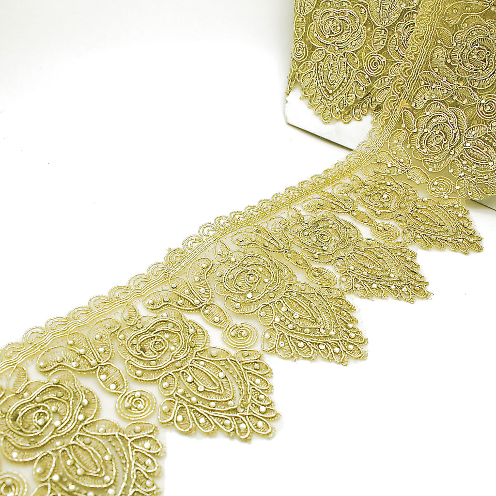 GOLD RHINESTONE FABRIC TRIM - sarahi.NYC