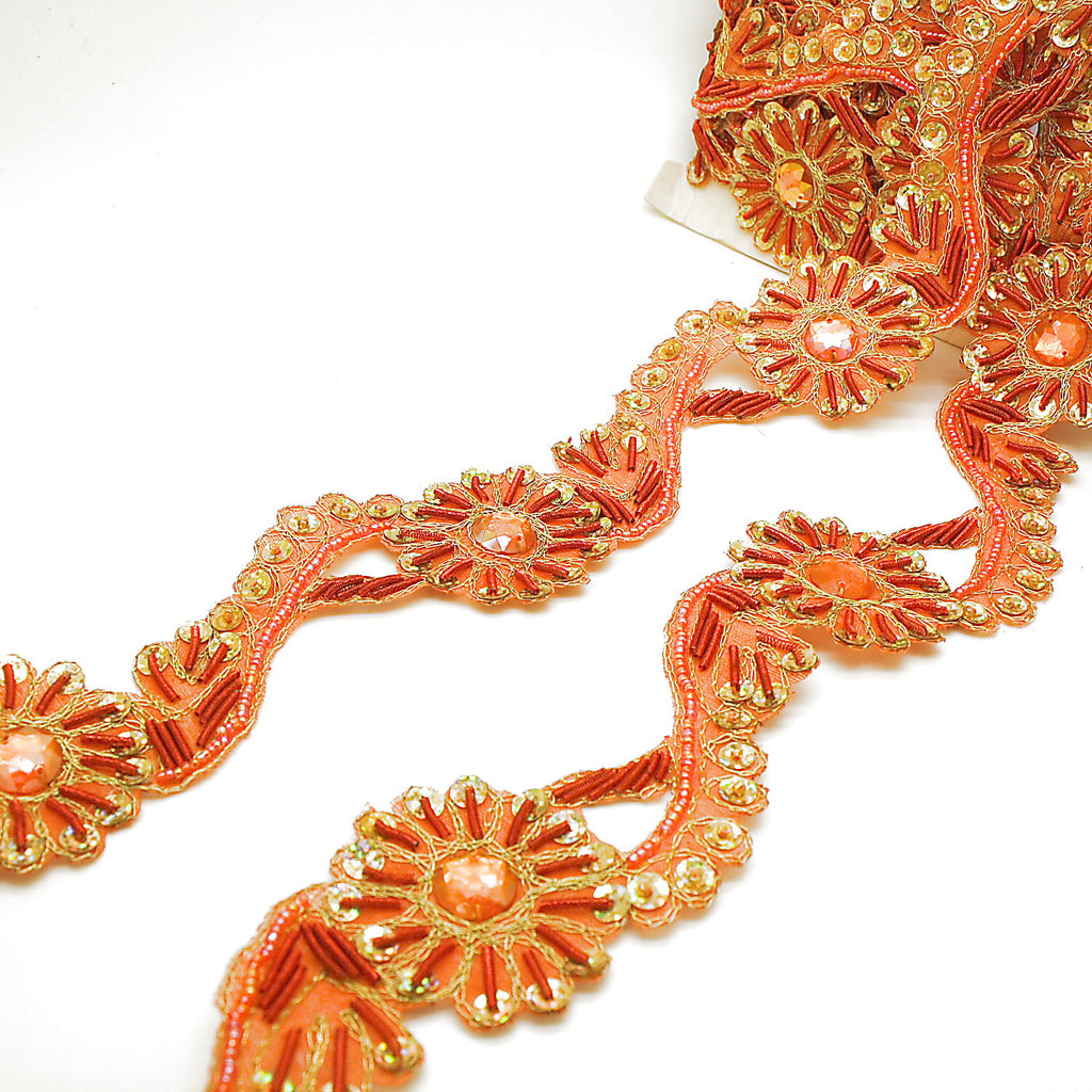 ORANGE SEQUIN RHINESTONE TRIM - sarahi.NYC