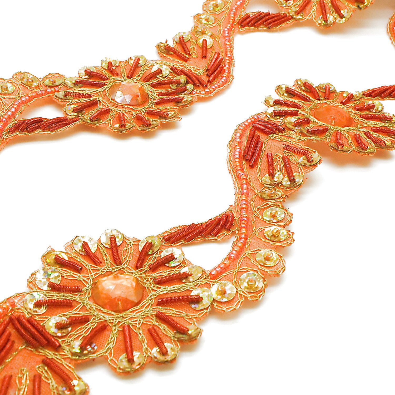 ORANGE SEQUIN RHINESTONE TRIM - sarahi.NYC