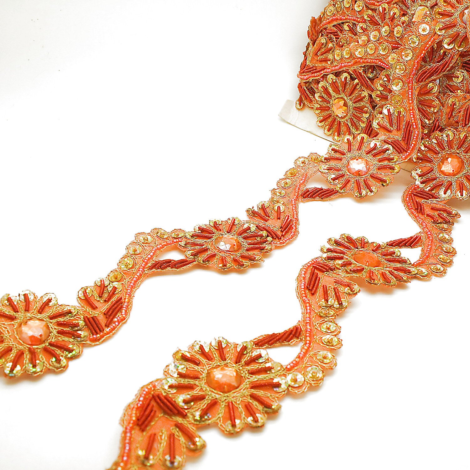 ORANGE SEQUIN RHINESTONE TRIM - sarahi.NYC