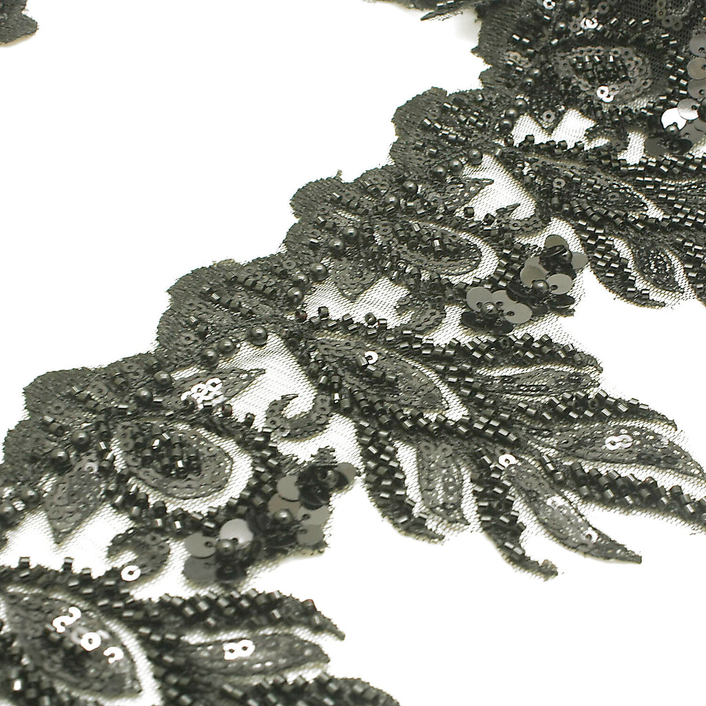 BLACK BEADED NET TRIM - sarahi.NYC