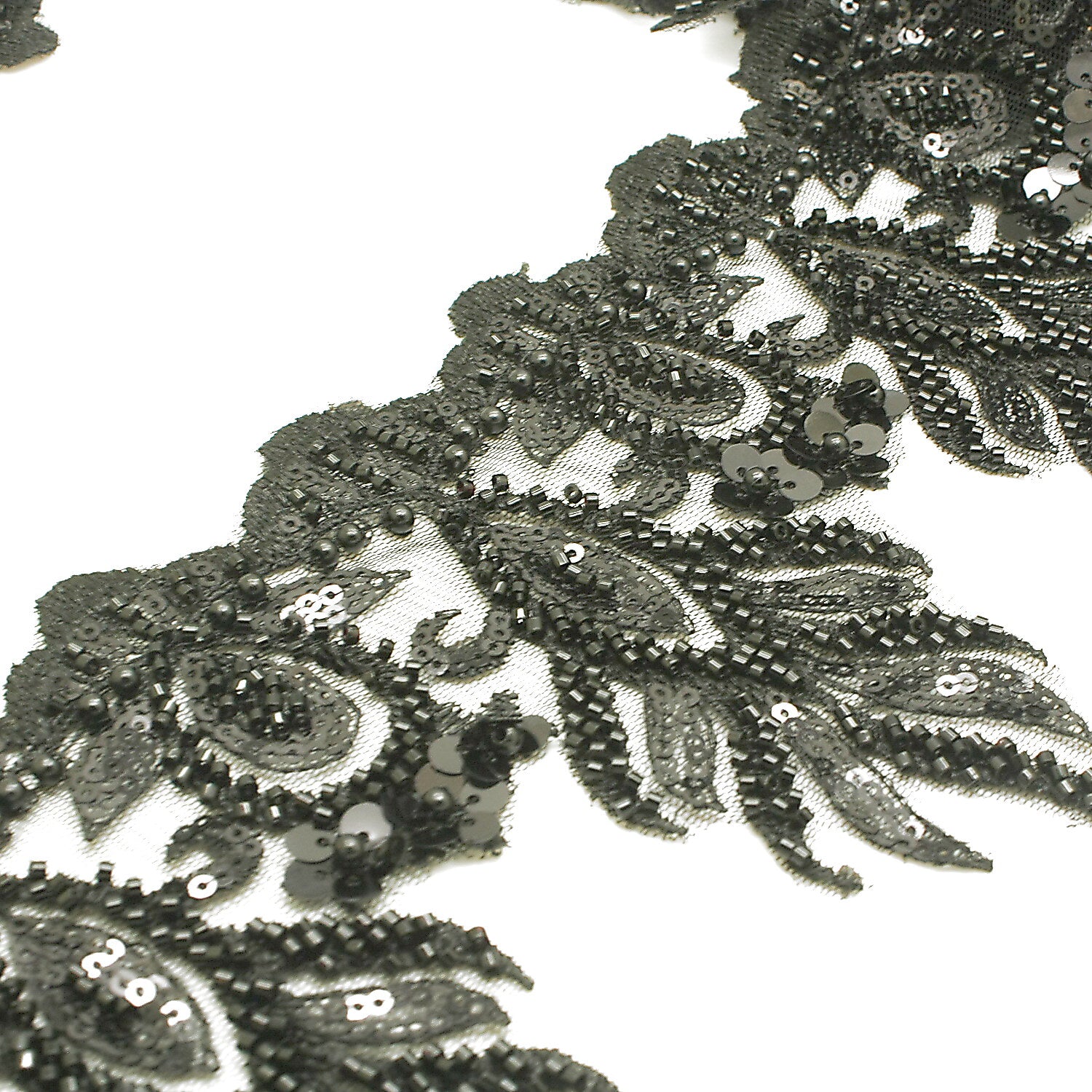 BLACK BEADED NET TRIM - sarahi.NYC