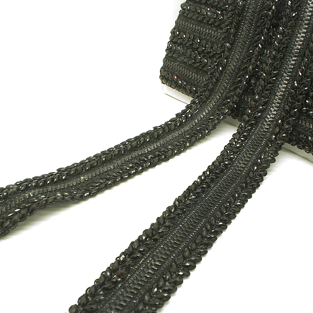 BLACK RHINESTONE RIBBON TRIM - sarahi.NYC