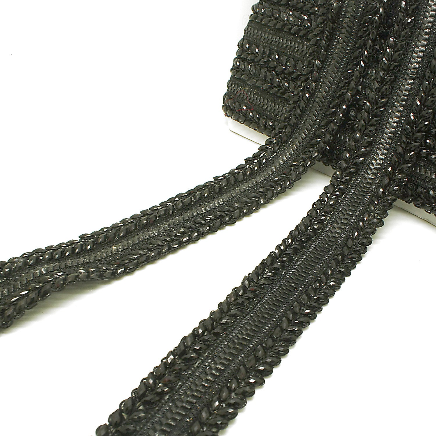 BLACK RHINESTONE RIBBON TRIM - sarahi.NYC