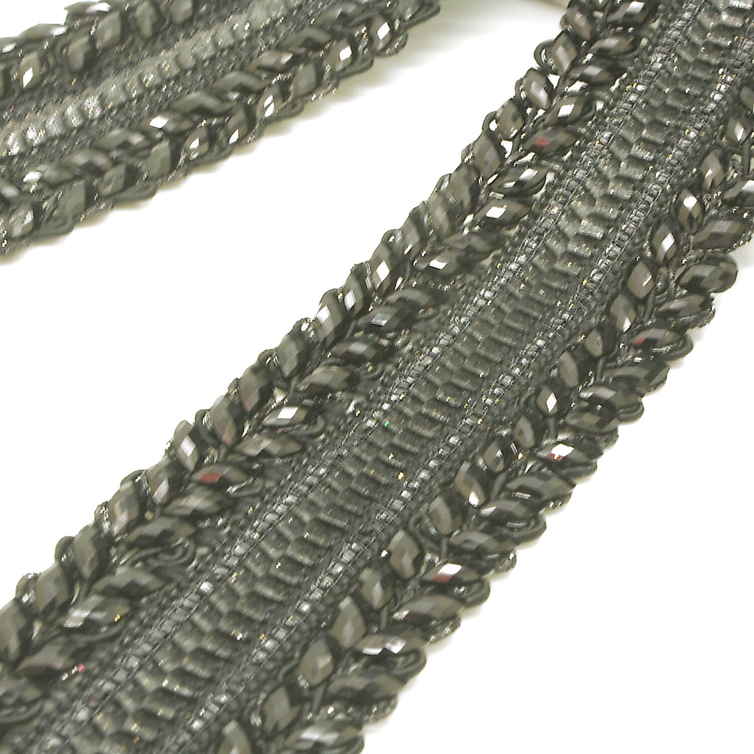 BLACK RHINESTONE RIBBON TRIM - sarahi.NYC