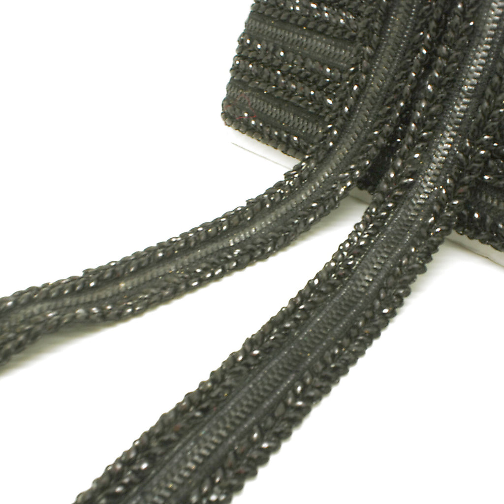 BLACK RHINESTONE RIBBON TRIM - sarahi.NYC