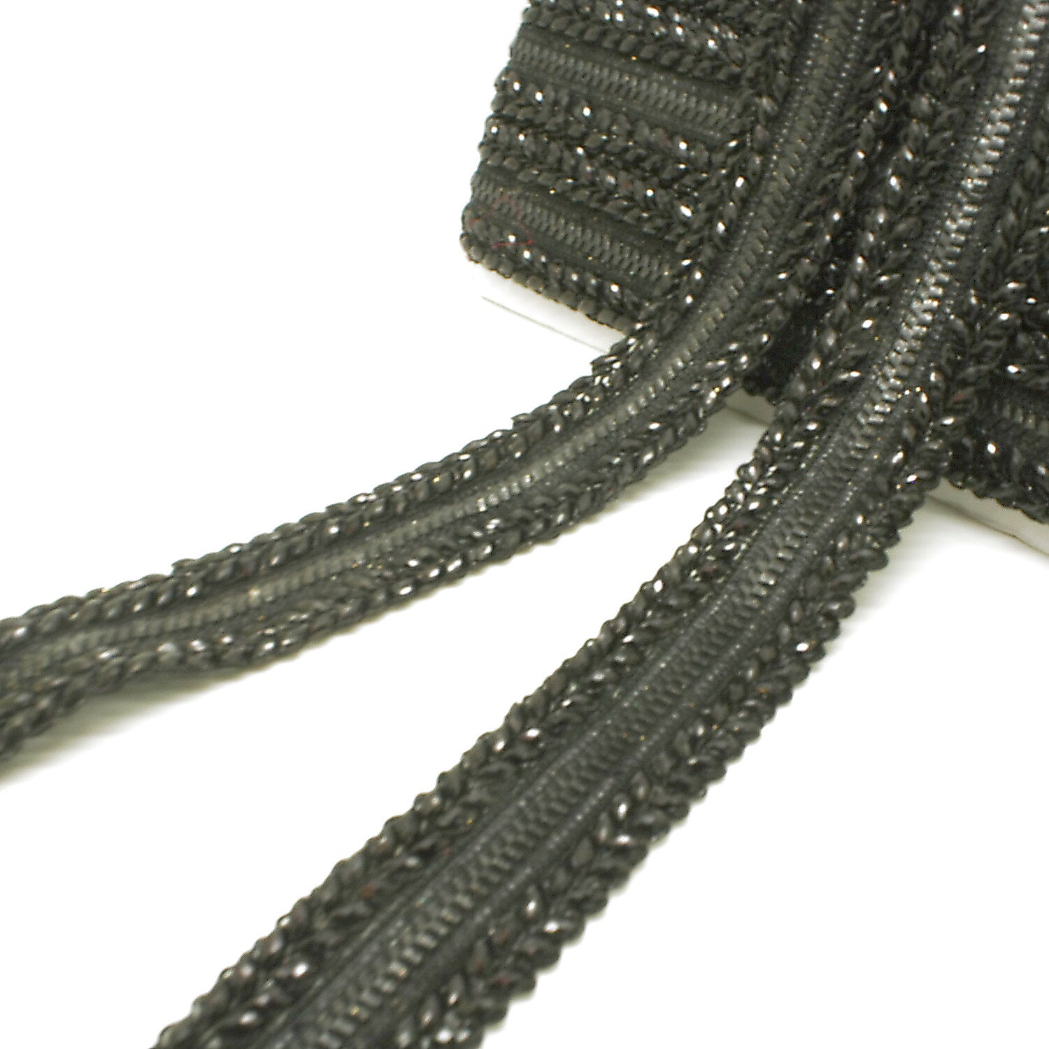 BLACK RHINESTONE RIBBON TRIM - sarahi.NYC