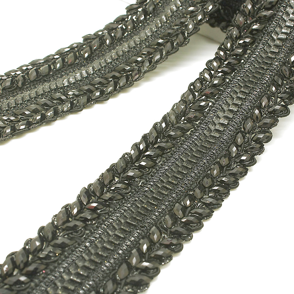 BLACK RHINESTONE RIBBON TRIM - sarahi.NYC