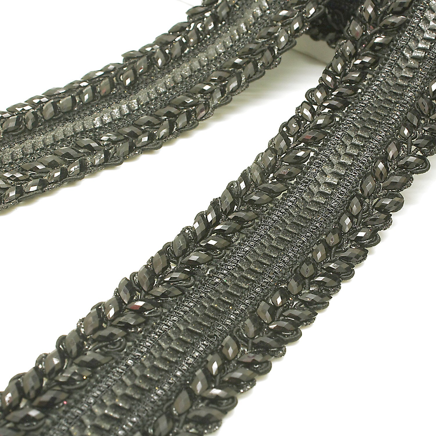BLACK RHINESTONE RIBBON TRIM - sarahi.NYC