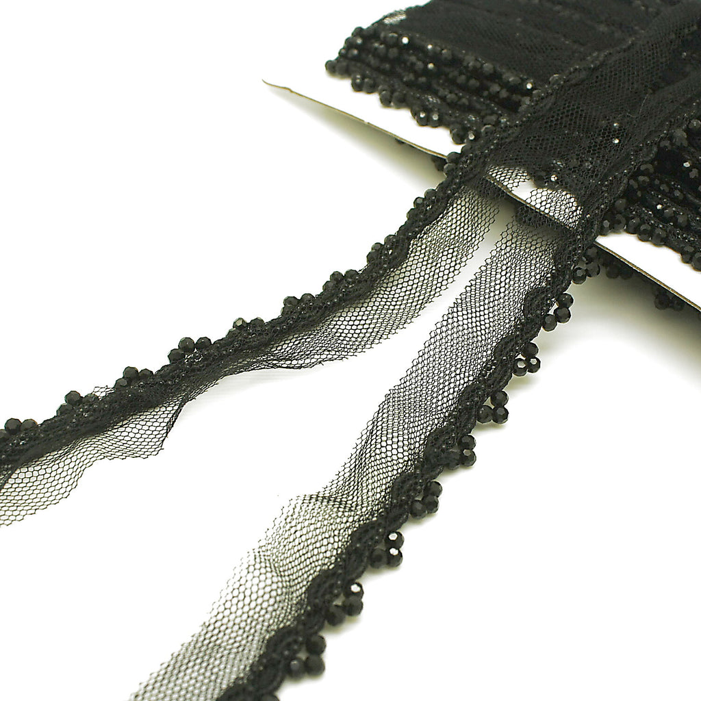 BLACK BEADED EDGING TRIM - sarahi.NYC