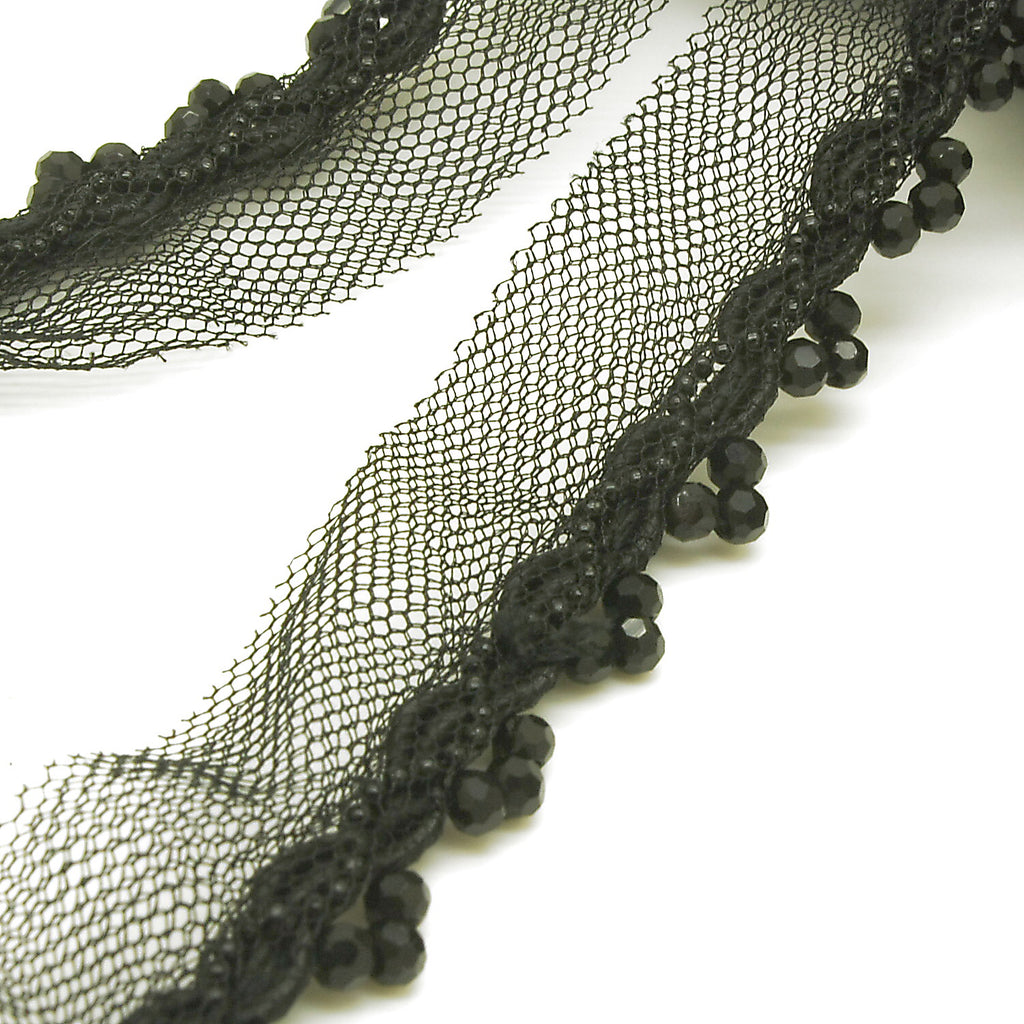 BLACK BEADED EDGING TRIM - sarahi.NYC