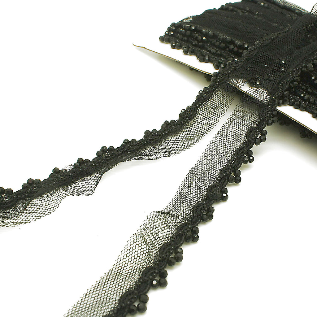 BLACK BEADED EDGING TRIM - sarahi.NYC