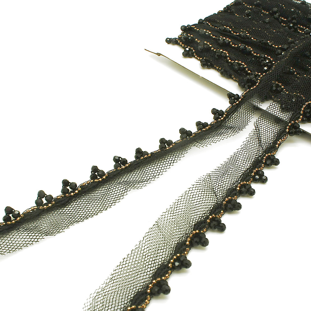 BLACK GOLD BEADED EDGING TRIM - sarahi.NYC