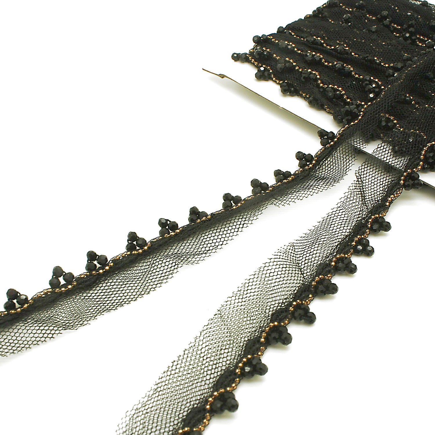 BLACK GOLD BEADED EDGING TRIM - sarahi.NYC