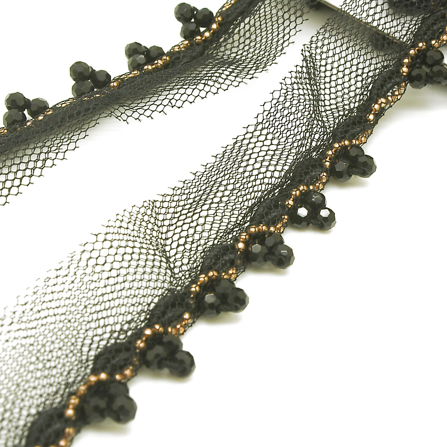 BLACK GOLD BEADED EDGING TRIM - sarahi.NYC