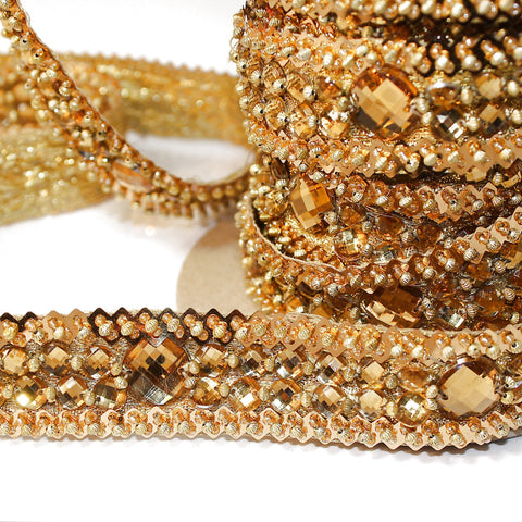 DEEP GOLD RHINESTONE TRIM - sarahi.NYC