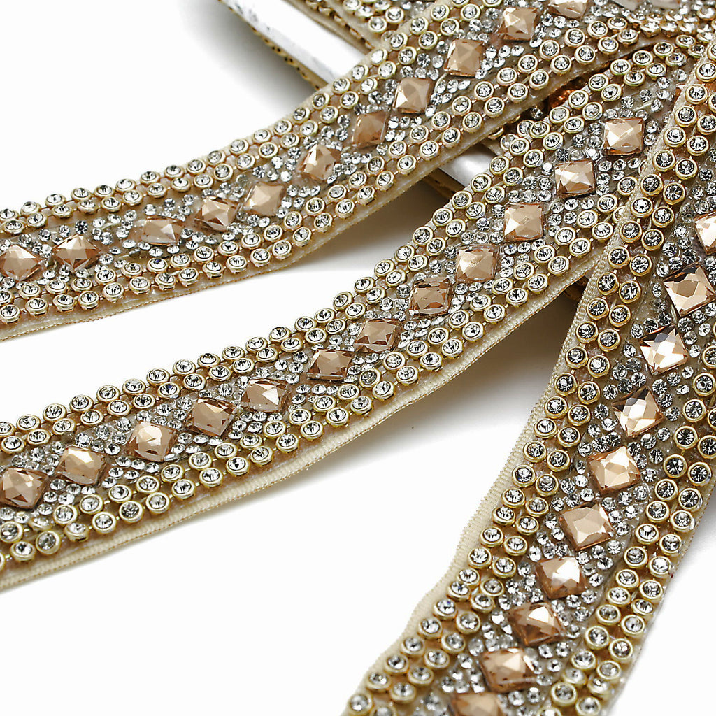 BRONZE GOLD CRYSTAL DIAMONTE  TRIM - sarahi.NYC