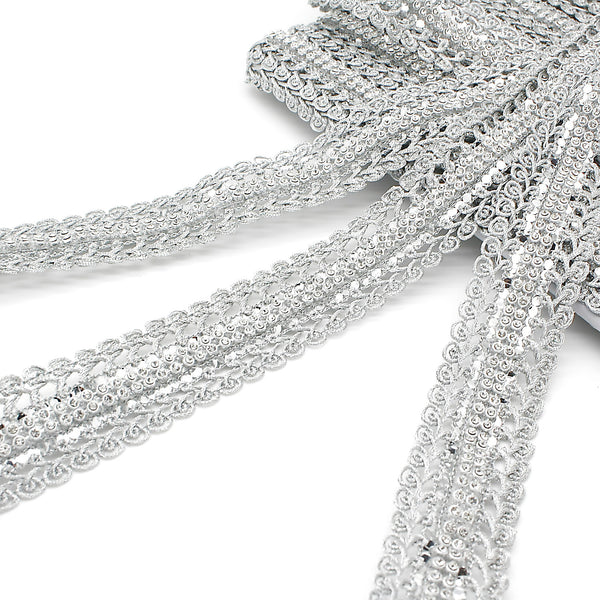 SILVER CRYSTAL DIAMONTE LACE TRIM - sarahi.NYC