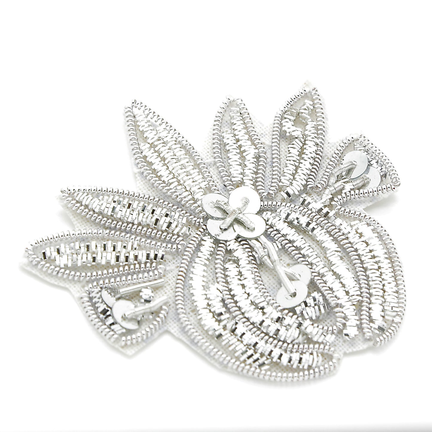 SILVER SEMI FLOWER SEQUIN MOTIF - sarahi.NYC