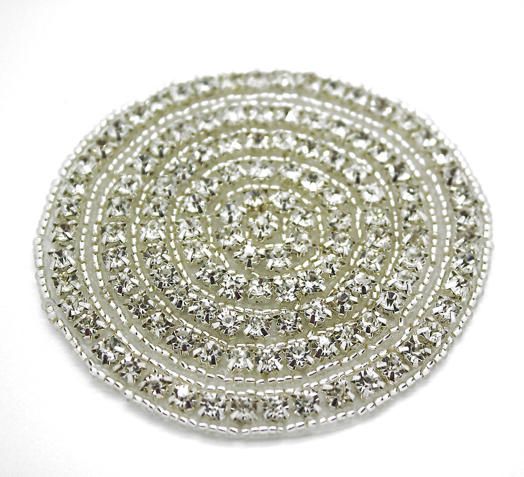 SILVER CIRCLE FAUX CRYSTAL APPLIQUE - sarahi.NYC