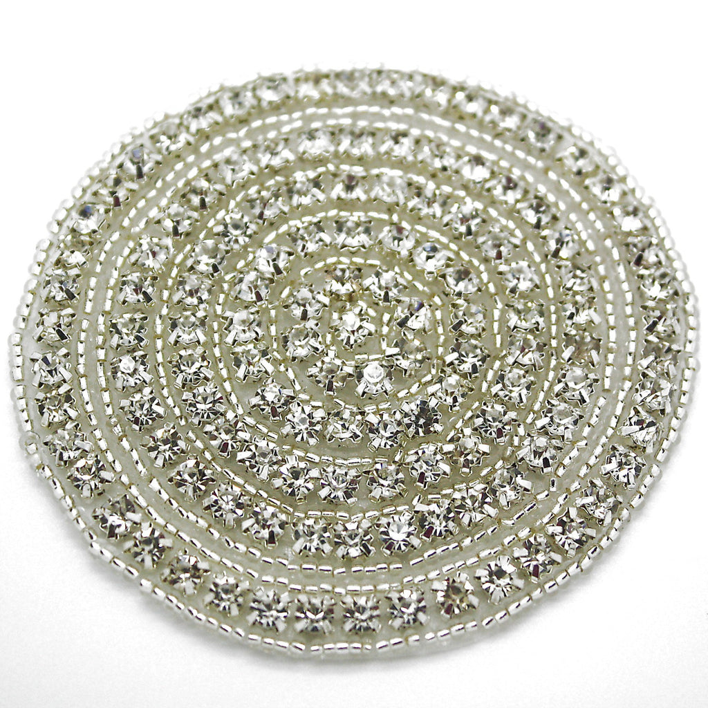 SILVER CIRCLE FAUX CRYSTAL APPLIQUE - sarahi.NYC