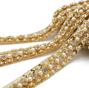 GOLD PEARL RHINESTONE TRIM 