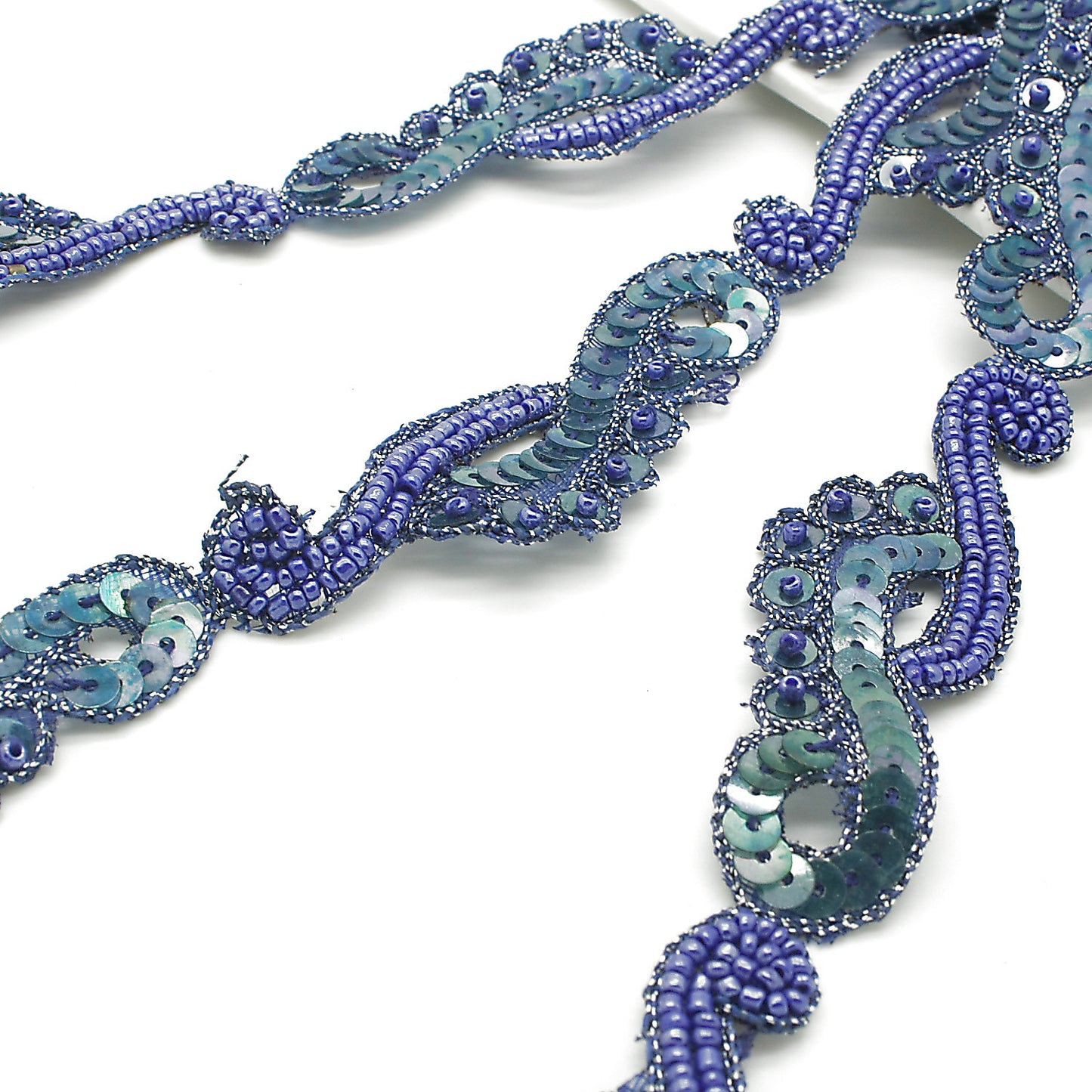 BLUE SEQUIN FLORAL TRIM - sarahi.NYC