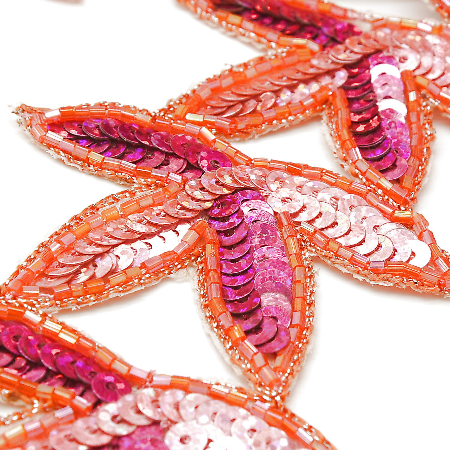 ORANGE PINK SEQUIN LEAF TRIM - sarahi.NYC