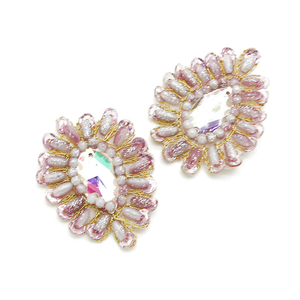 2 x BABY PINK RHINESTONE TEAR DROP MOTIFS - sarahi.NYC