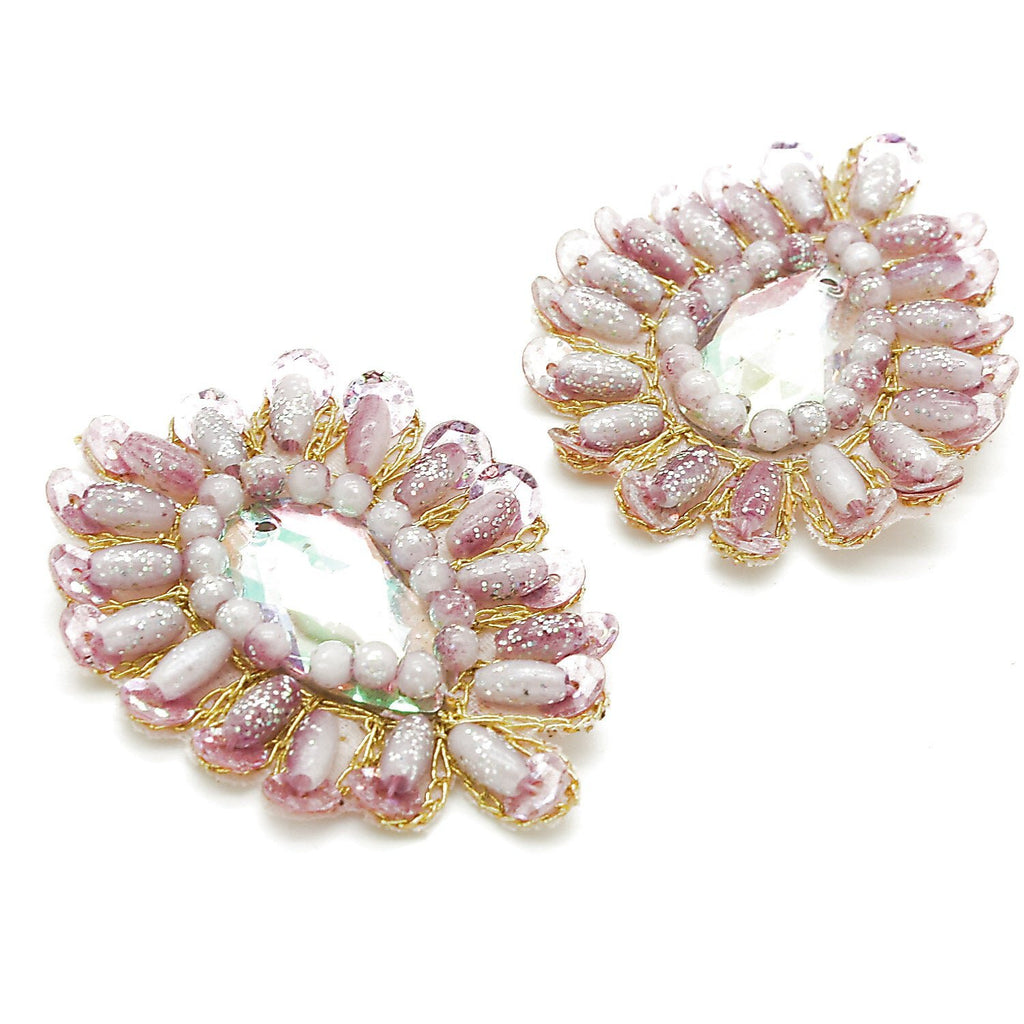 2 x BABY PINK RHINESTONE TEAR DROP MOTIFS - sarahi.NYC
