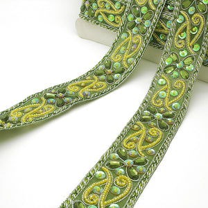 LIME GREEN RHINESTONE SEQUIN TRIM - sarahi.NYC