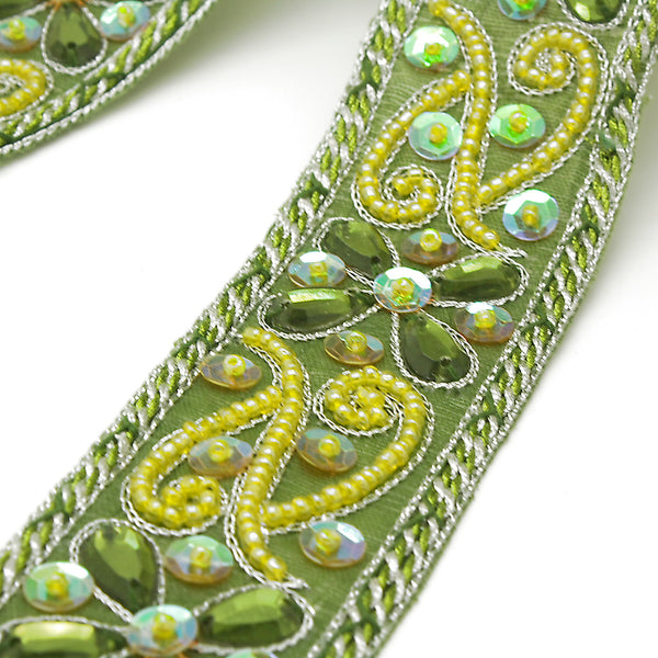 LIME GREEN RHINESTONE SEQUIN TRIM - sarahi.NYC
