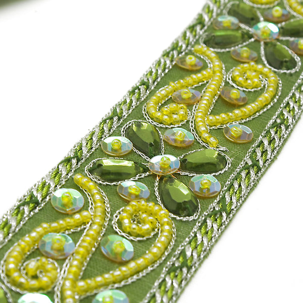 LIME GREEN RHINESTONE SEQUIN TRIM - sarahi.NYC
