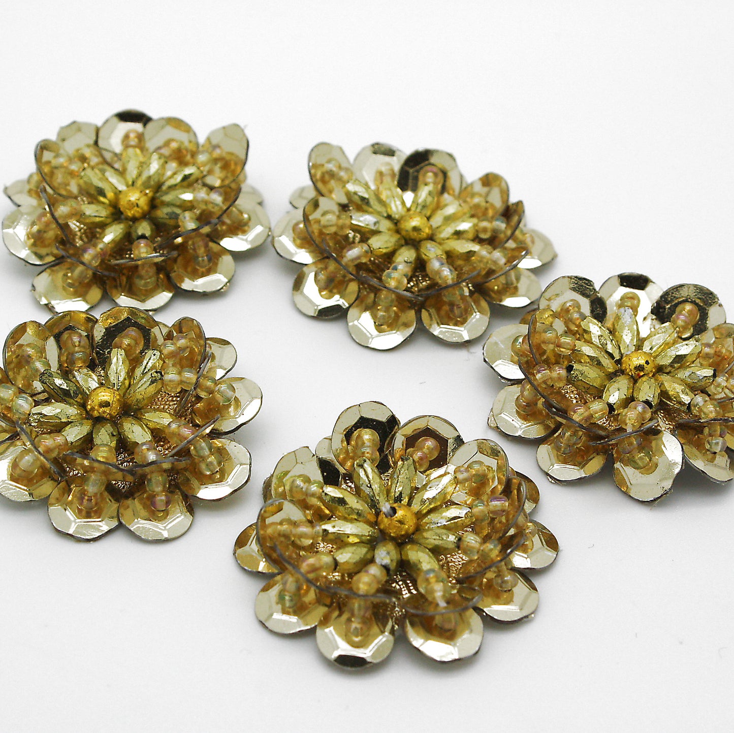 GOLD BEADED FLOWER PACK 5- sarahi.NYC
