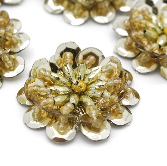 GOLD BEADED FLOWER PACK 5- sarahi.NYC