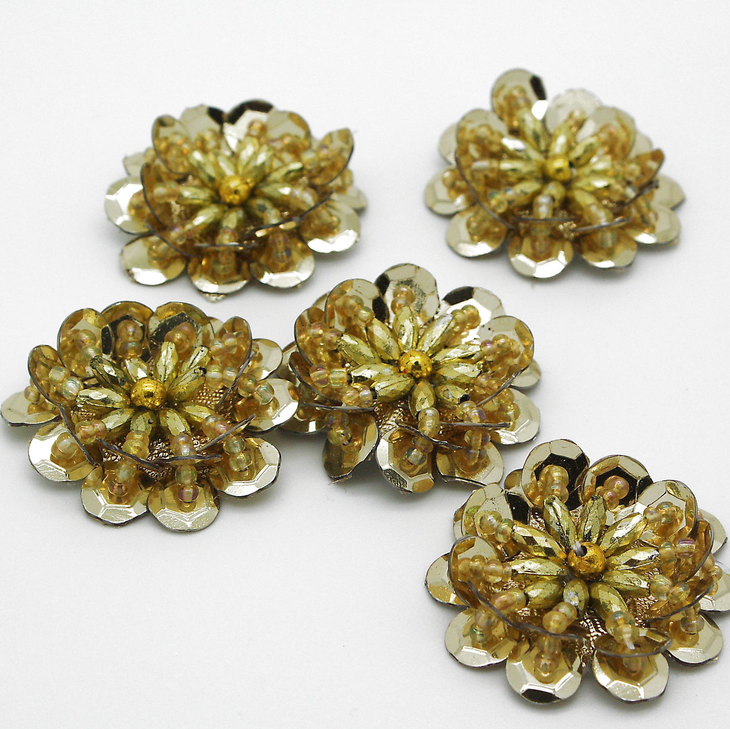 GOLD BEADED FLOWER PACK 5- sarahi.NYC