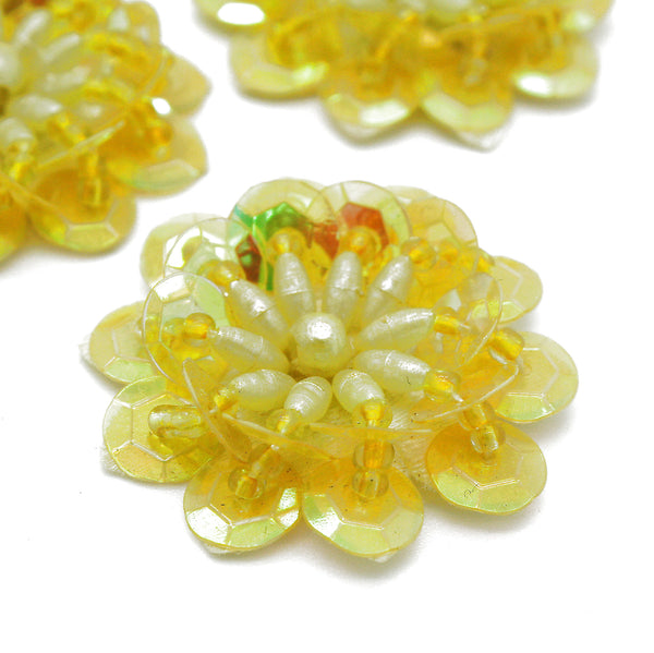 YELLOW  SEQUIN FLOWER  MOTIFS - Pack of 5 - sarahi.NYC