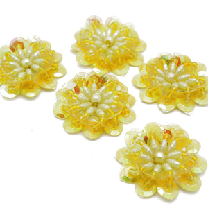 YELLOW  SEQUIN FLOWER  MOTIFS - Pack of 5 - sarahi.NYC