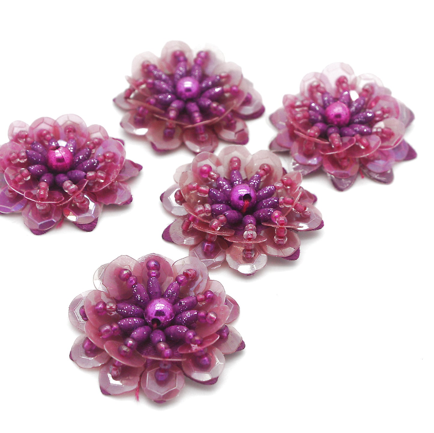 CERISE PINK SEQUIN FLOWER PACK 5 - sarahi.NYC