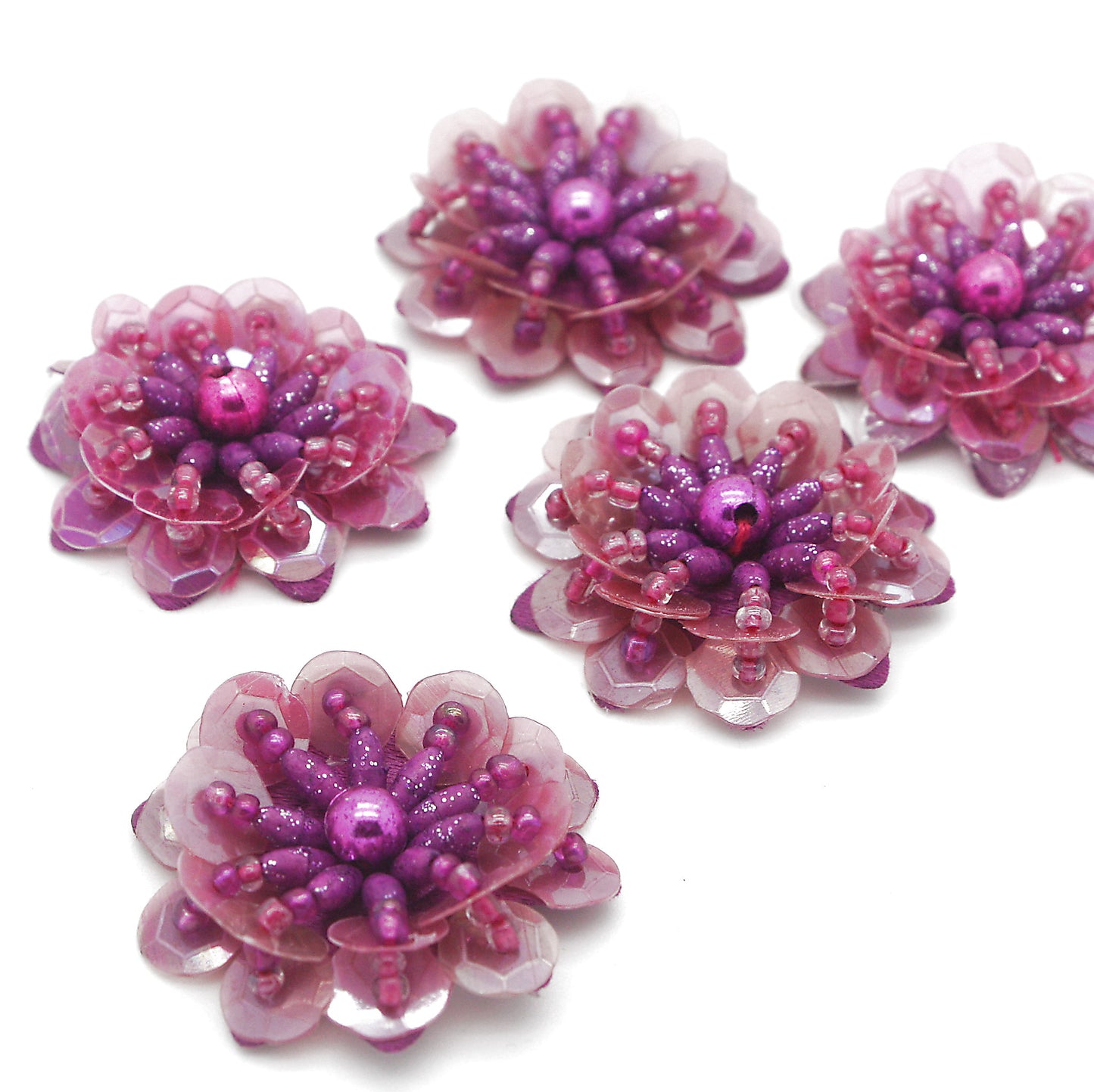 CERISE PINK SEQUIN FLOWER PACK 5 - sarahi.NYC